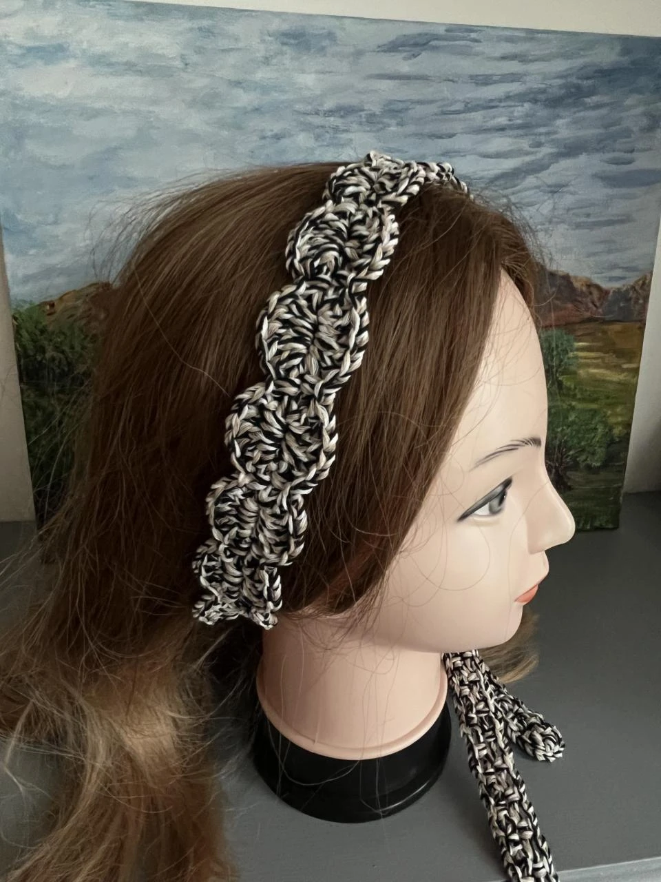 Bandeau Serre tête Headband Stirnband Hoofdband Venda Coton Noir Blanc Beige Ta – photo 2